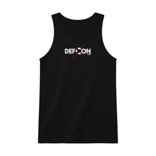 Débardeur Logo blanc : Noir. Logo DEFCON ONE blanc sur la poitrine, son X rouge.