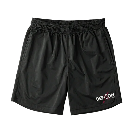 Short Logo blanc : Noir, taille élastique. Logo DEFCON ONE blanc en bas de la jambe gauche, son X rouge.